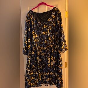 City Chic Floral Long Sleeve Fit and Flare Dress Size 22